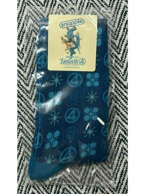 Snapple Fantastic Four Marvel Promotional Socks Blue New In Packaging